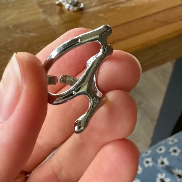 Melted Metal Irregular Open Geometric Rings for Women and Teens - Picture 2 of 3